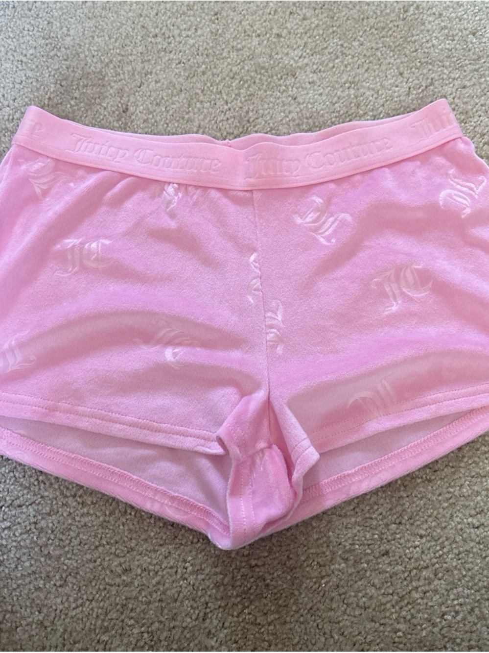 Juicy Couture Pink Velour Logo Shorts